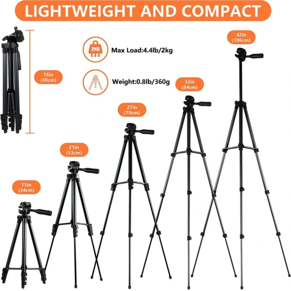 42in Tripod - for phone, camera, GoPro or webcams. Gently used.